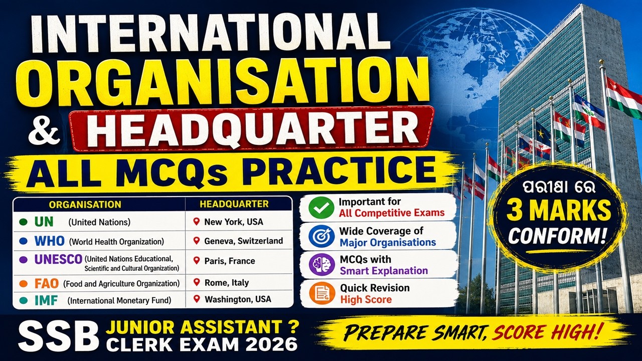 International Organation & Its Head Quarters MCQS Practice | SSB Junior Assistant / ClerK |