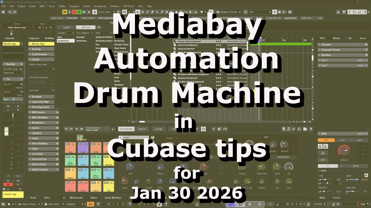 Автоматизация Mediabay и драм-машина в Cubase: советы на 30 января 2026 г.