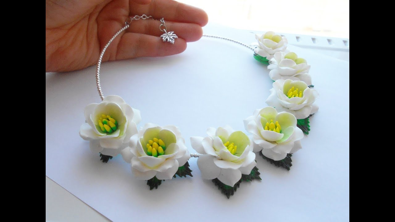СБОРКА КОЛЬЕ С ЭУСТОМАМИ из полимерной глины FIMO