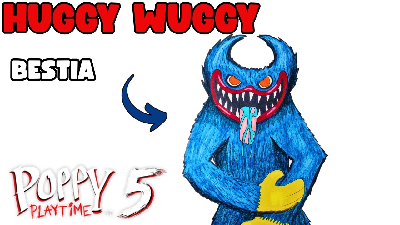 Como DIBUJAR a HUGGY WUGGY Bestia de POPPY PLAYTIME 5 / How to DRAW HUGGY WUGGY from POPPY PLAYTIME