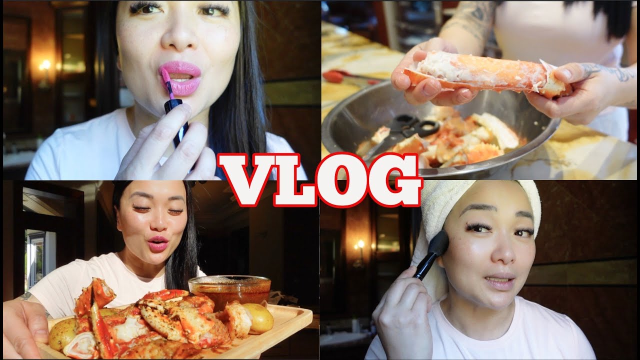 MAKEUP + LIPSTICK + HAIR CARE + SEAFOOD BOIL *RECIPE FOR ASMR | SASVlogs