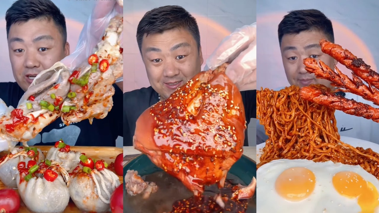 【ASMR】【MUKBANG】Immersive Feast: Brother Xiaofeng Devours Giant Pork Knuckle & Stuffed Tripe