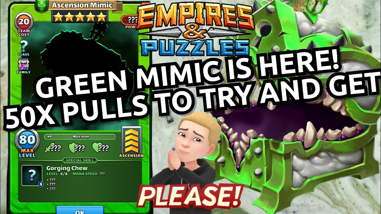 Green / Nature Ascension Mimic AVAILABLE NOW! Is My 50x Pulls Enough To Get Him?! Empires & Puzzles