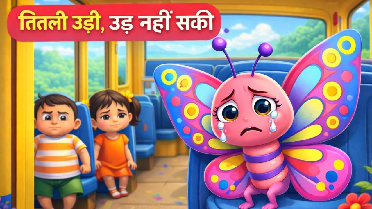 तितली उड़ी बस में चढ़ी 🦋 | Hindi Nursery Rhyme | Kids Song