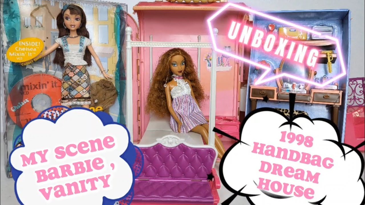 7-Minute Satisfying UNBOXING: MY SCENE BARBIE, VANITY, AND VINTAGE HANDBAG DREAM HOUSE.