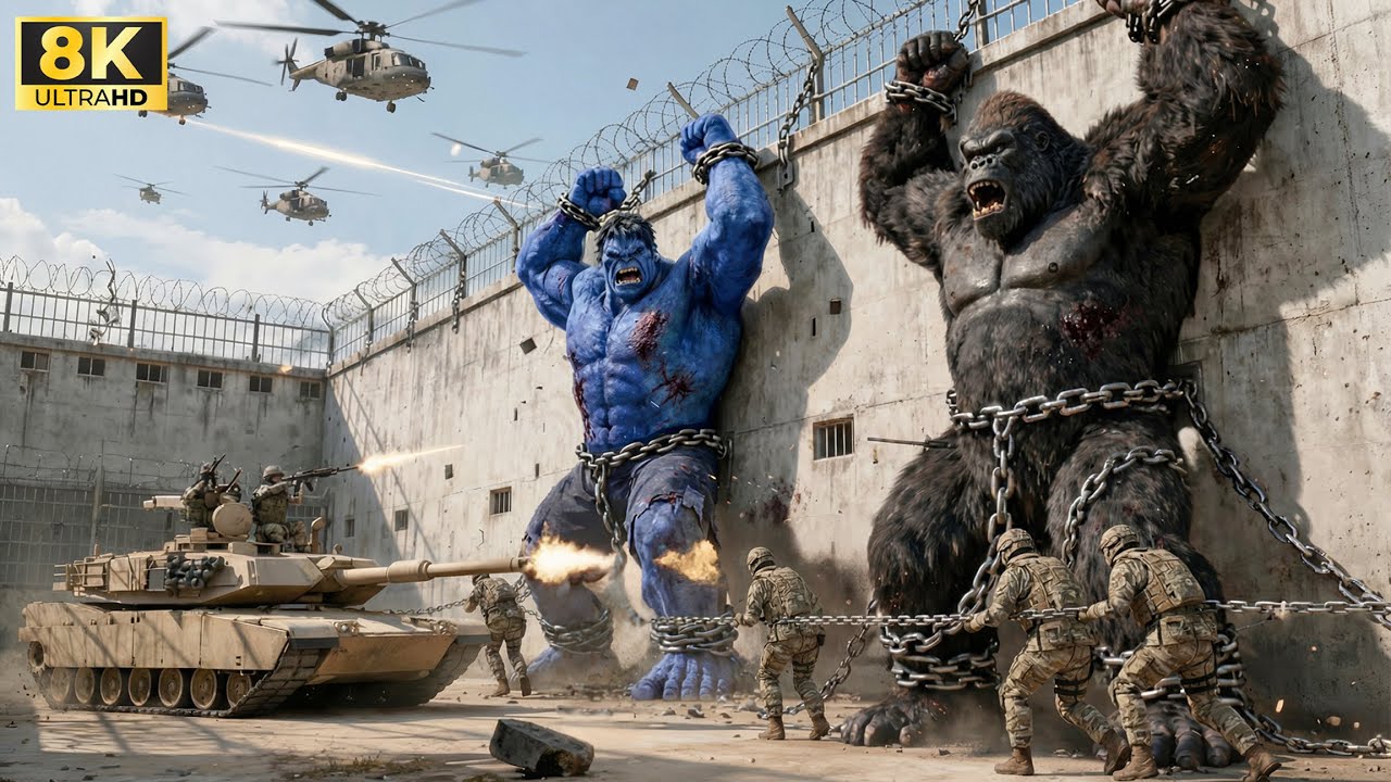 King Kong vs. Blue Giants vs. Military Forces: An Uncompromising City Battle 🦍🚁