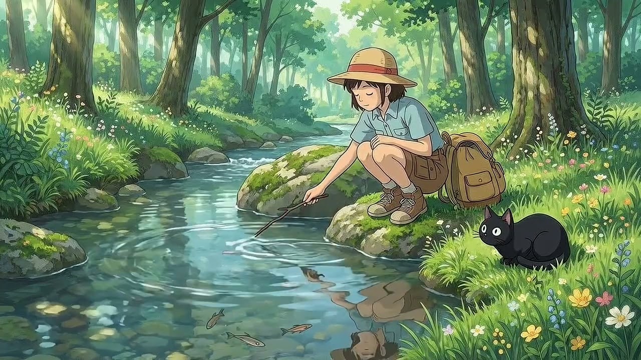 🎧 Riverside Peace with Hana & Maru 🌿 Orchestral Ghibli Style [Cozy Lofi by Hana]