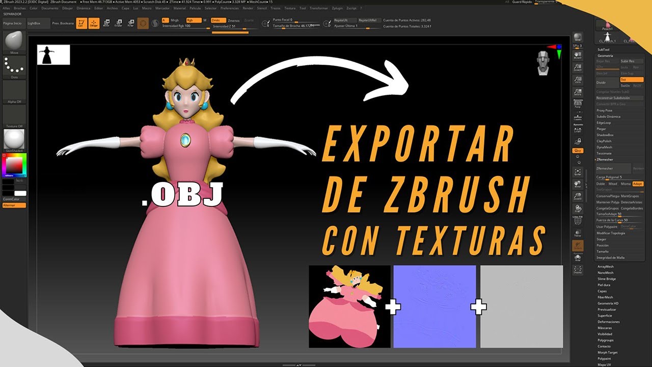 Como EXPORTAR TEXTURAS y Modelado desde ZBRUSH 😁