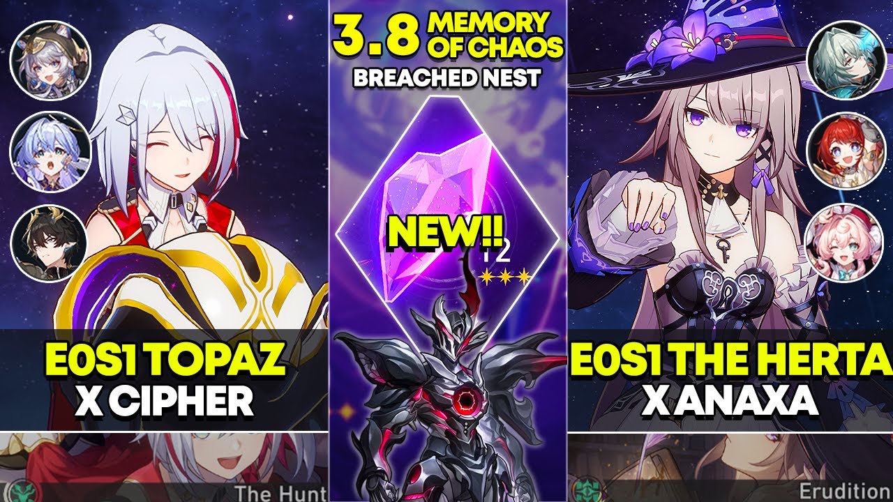 E0S1 Topaz x Cipher & E0S1 The Herta x Anaxa | Memory of Chaos 12 | Honkai Star Rail 3.8