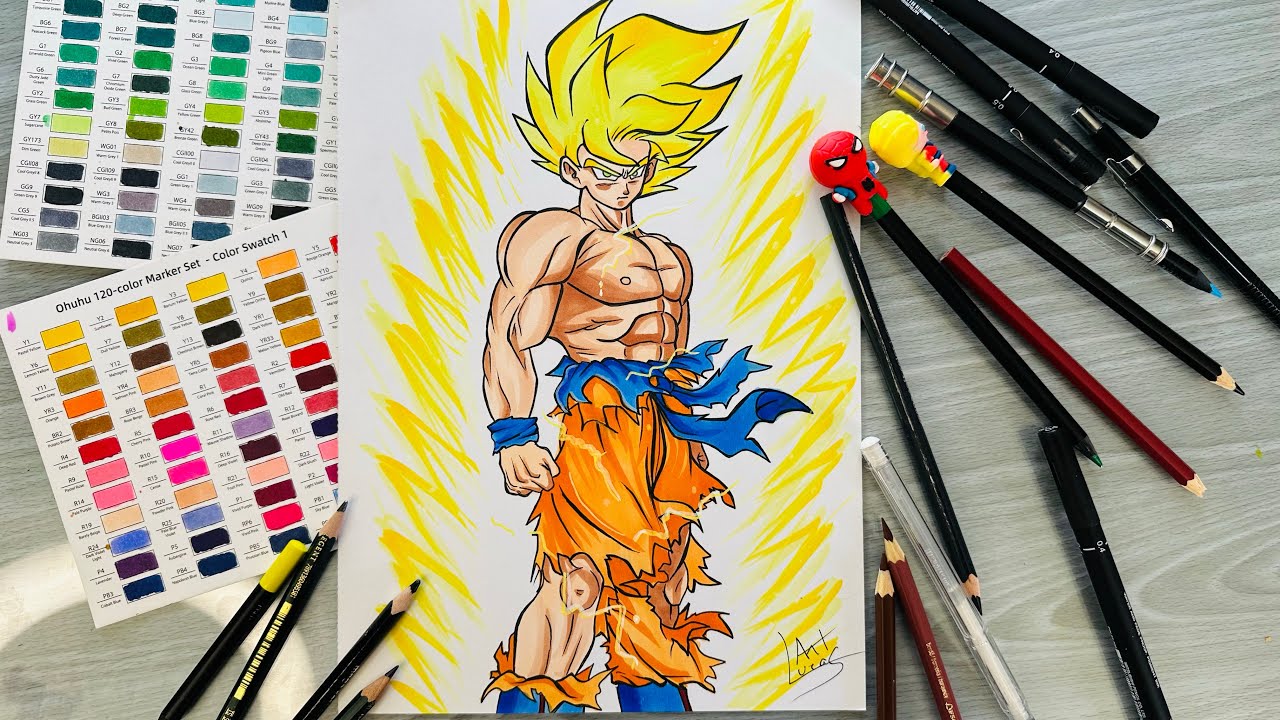 How to Draw GOKU SSJ - Como Desenhar o GOKU SSJ - Kakaroto seu Verme
