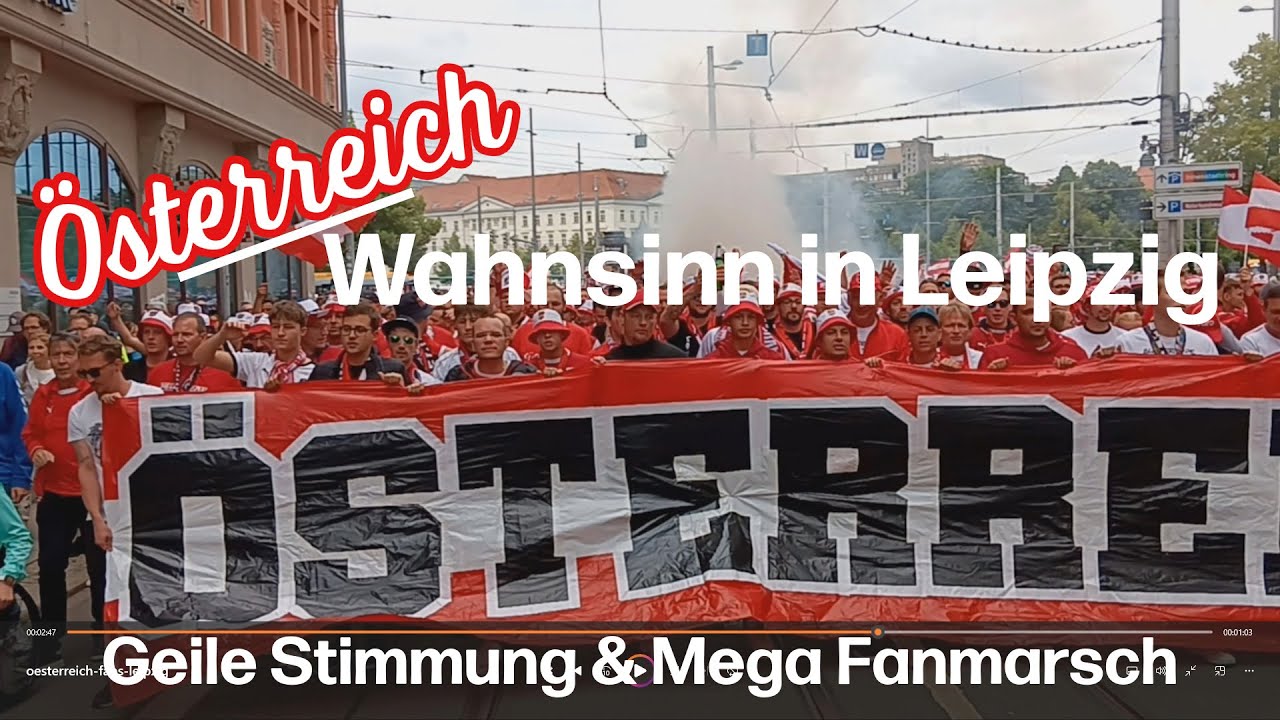 ÖSTERREICH Fans in Leipzig: MEGA GEILE Stimmung beim AUSTRIA Fanmarsch EURO 2024 vor Türkei Spiel