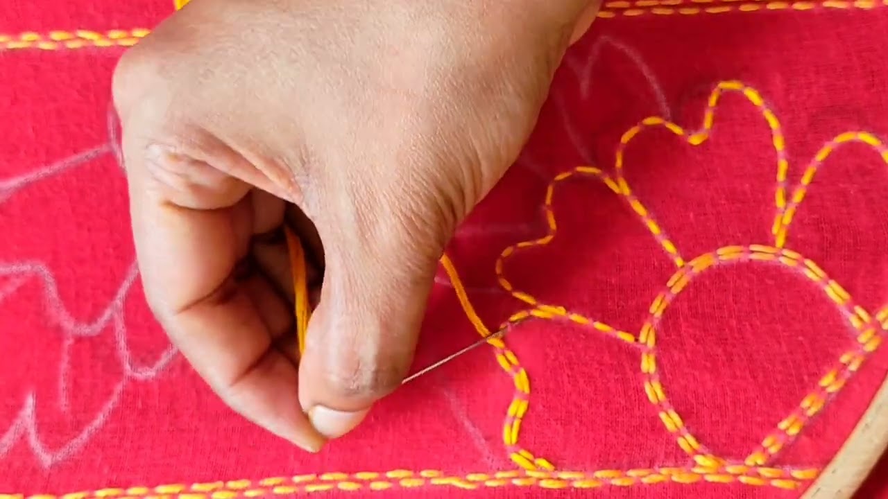 Hand embroidery so nice nakshi kantha border line design stitch tutorial,নকশীকাঁথা নকশা সেলাই