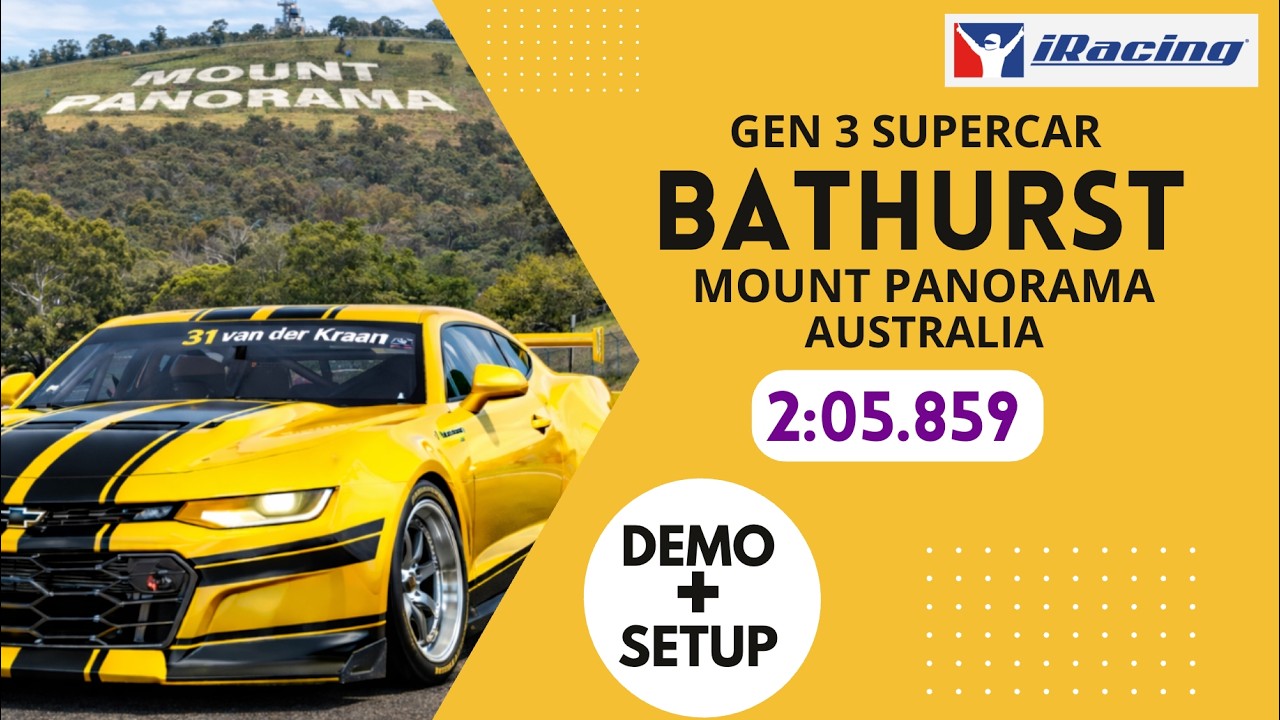 iRacing Mount Panorama BATHURST (Australia) 2:05.859 GEN 3 V8 SUPERCAR Demo lap and Setup
