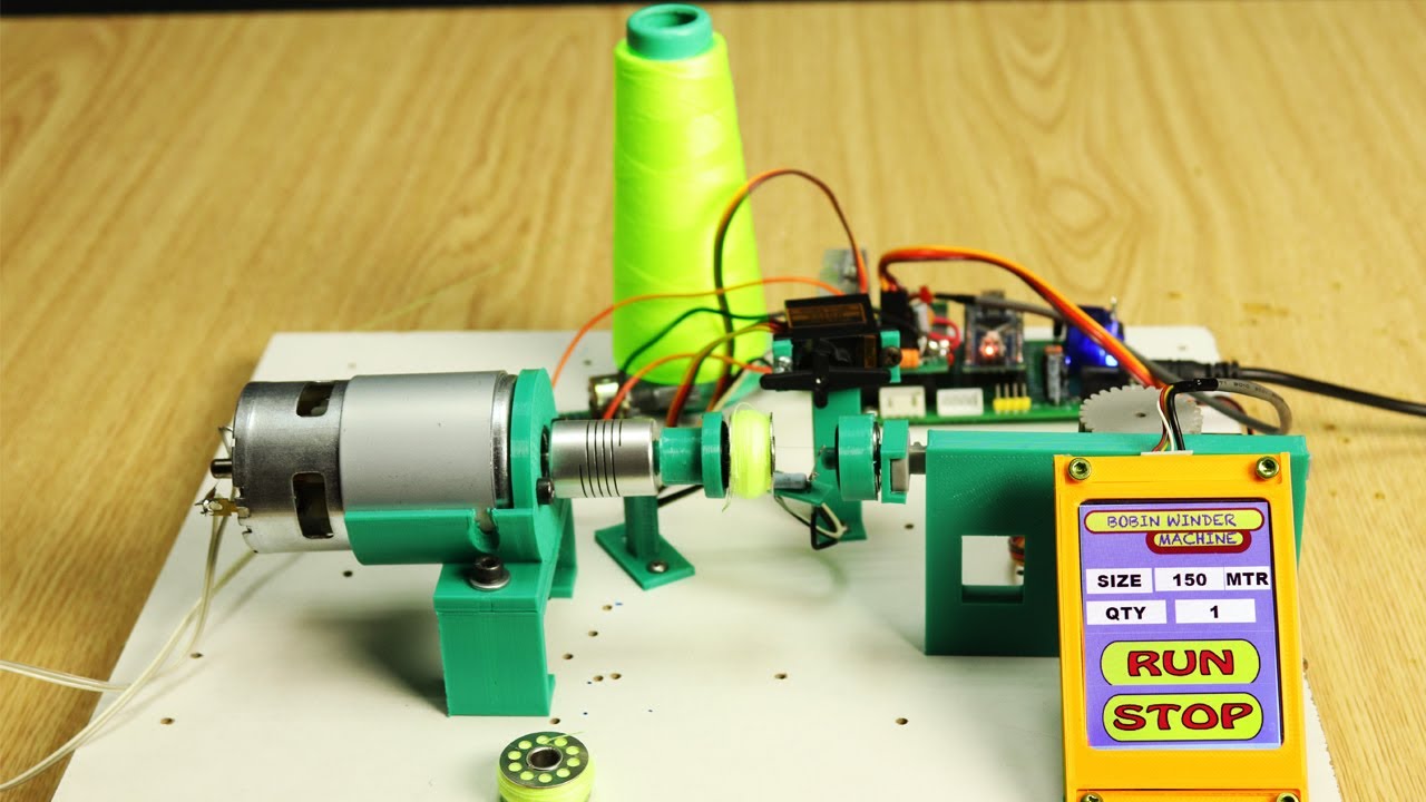 Bobbin Winding Machine Semi Auto cut | Arduino project | Experiment UAE