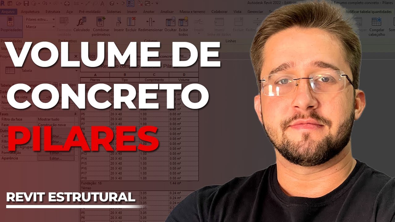 Quantitativo de volume de concreto em pilares | Revit Estrutural