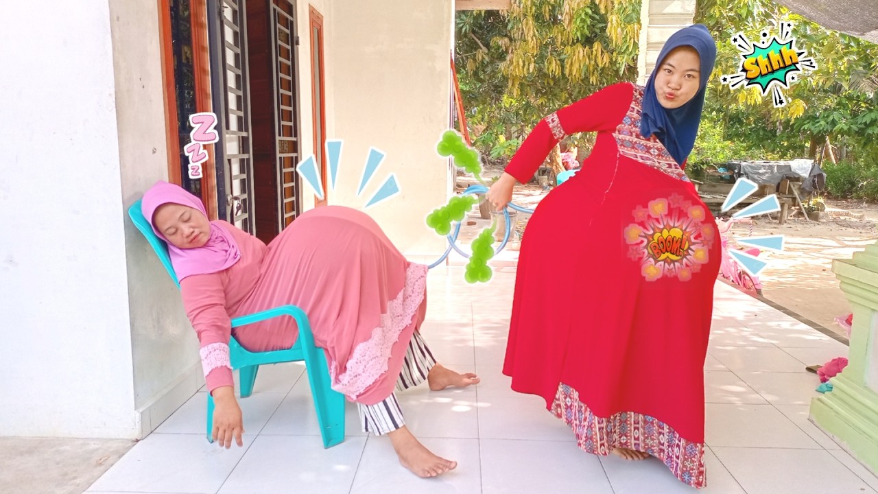 Drama Dinda,,!! Mama tidur perut di isi angin kentut ibu hamil perut jadi membesar seperti hamil