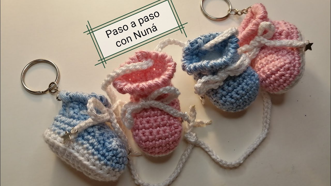 Tutorial gratis,botitas llavero ó para colgar, baby shower 🍼crochet 🦋