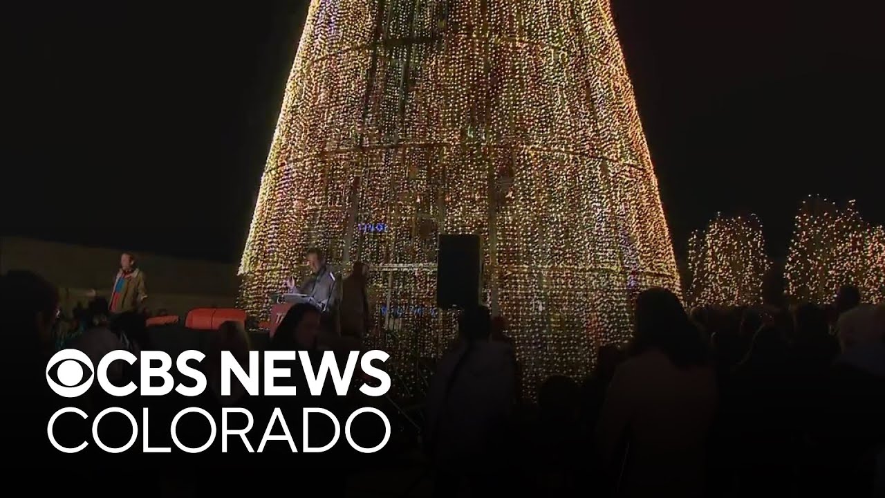 Mile High Tree is lit up for the season on the Tivoli Quad in Denver