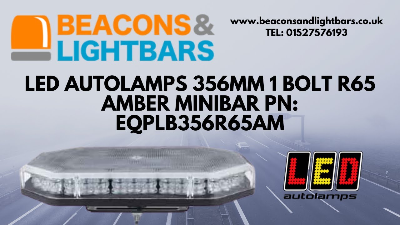 LED Autolamps 356mm 1 Bolt R65 Amber Mini Lightbar EQPLB356R65AM - Beaconsandlightbars