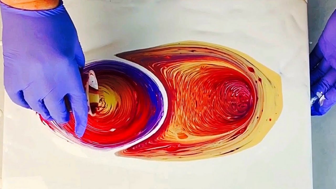 Tilted Tree Ring Swirl Pour Technique for Fluid Art Paint Pouring