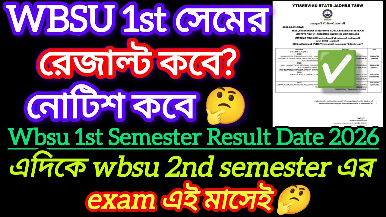 WBSU 1st Semester Result Date 2026 || 2nd Sem Exam Date 2026 West Bengal State University