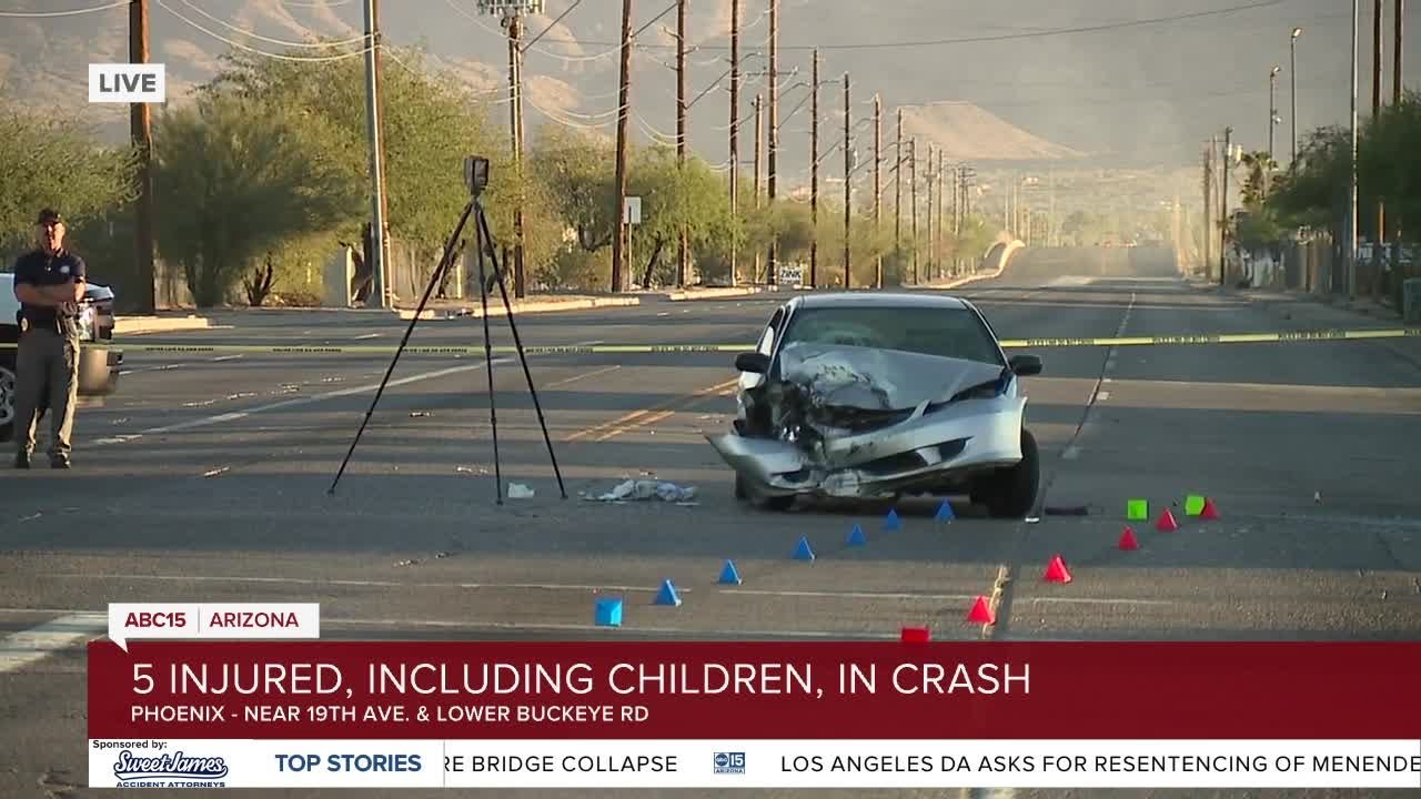Four children, one adult critically hurt in crash at 19th Avenue and Lower Buckeye
