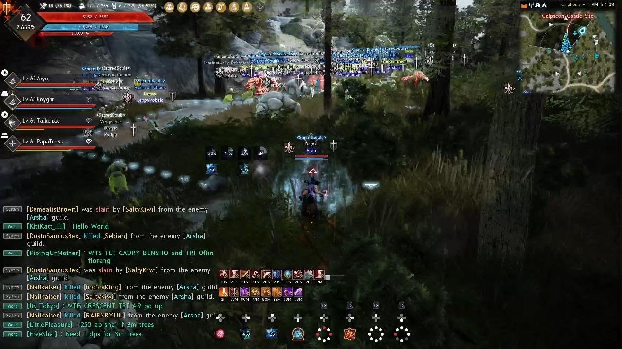 PS5 Black Desert Online - Calpheon Siege War gameplay clip, 6 guilds 500+ players