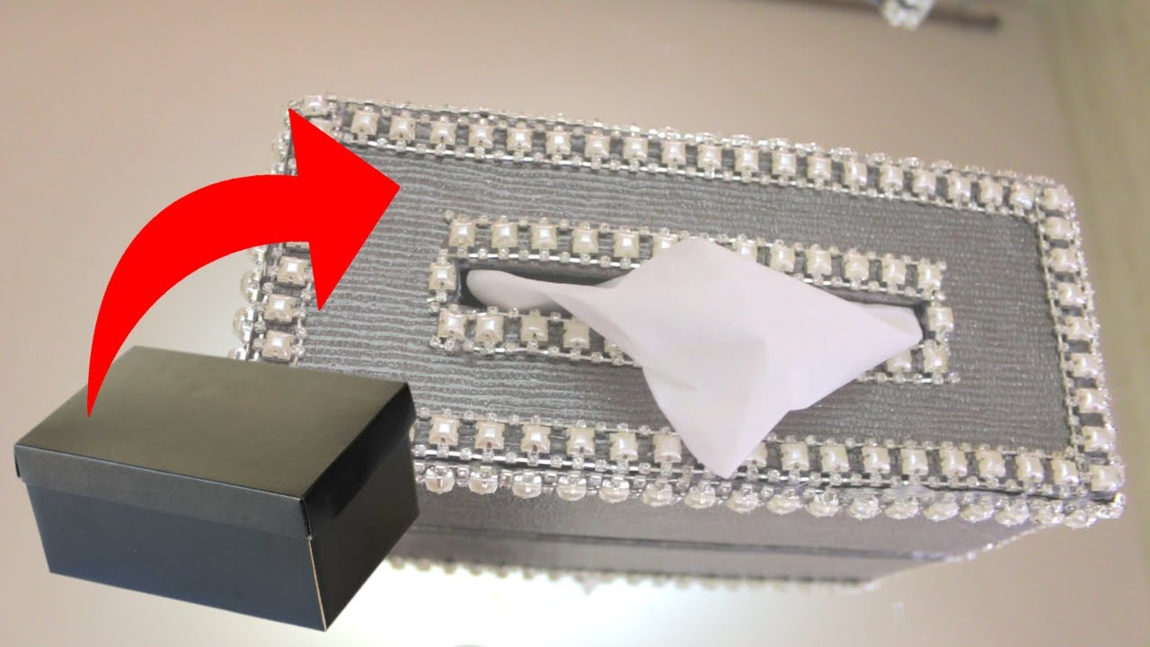 👠👠 DIY GLAM TISSUE BOX💎 USING SHOES BOX💎
