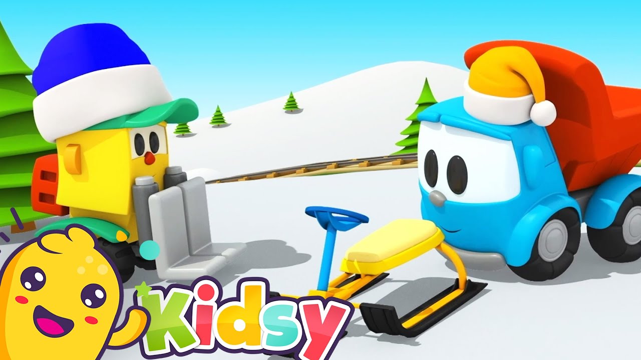 Build a Sleigh with Leo the Curious Truck | 🚛Winter Car Cartoons from Kidsy