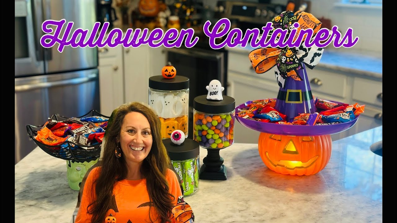 5 HALLOWEEN CANISTERS & CANDY BOWLS | Dollar Tree Halloween DIY’s | Trick or Treat 🍭🍫🍬