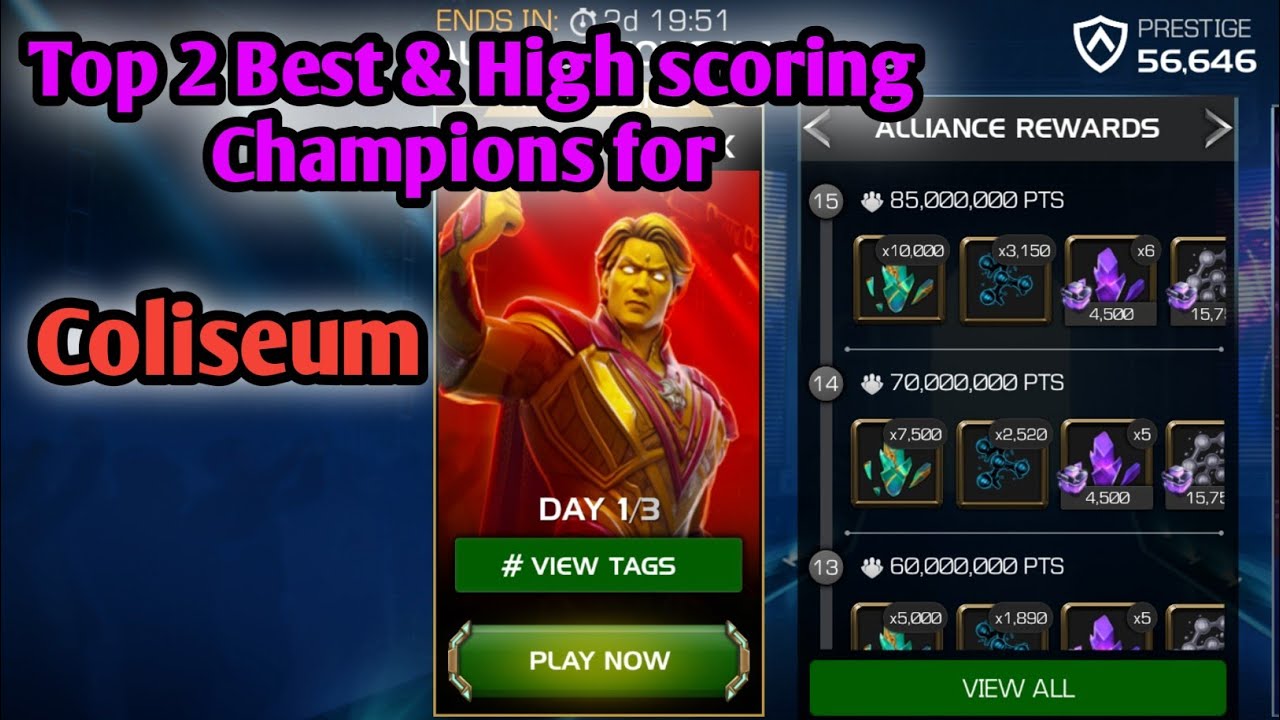 TOP 2 Best Champions For High Score in Alliance Coliseum | MCOC 