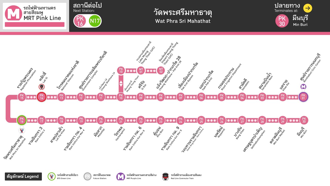 [MRT] เสียงประกาศรถไฟฟ้ามหานครสายสีชมพู | MRT Pink Line Train Announcement 2024 update