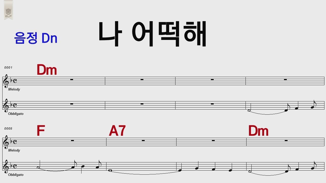 나 어떡해 원음정 Dm /7080/통기타 카포 악보영상