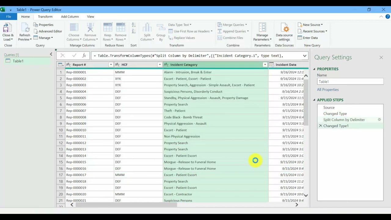 How to format data with a Single Column, but contains Multiple Categories