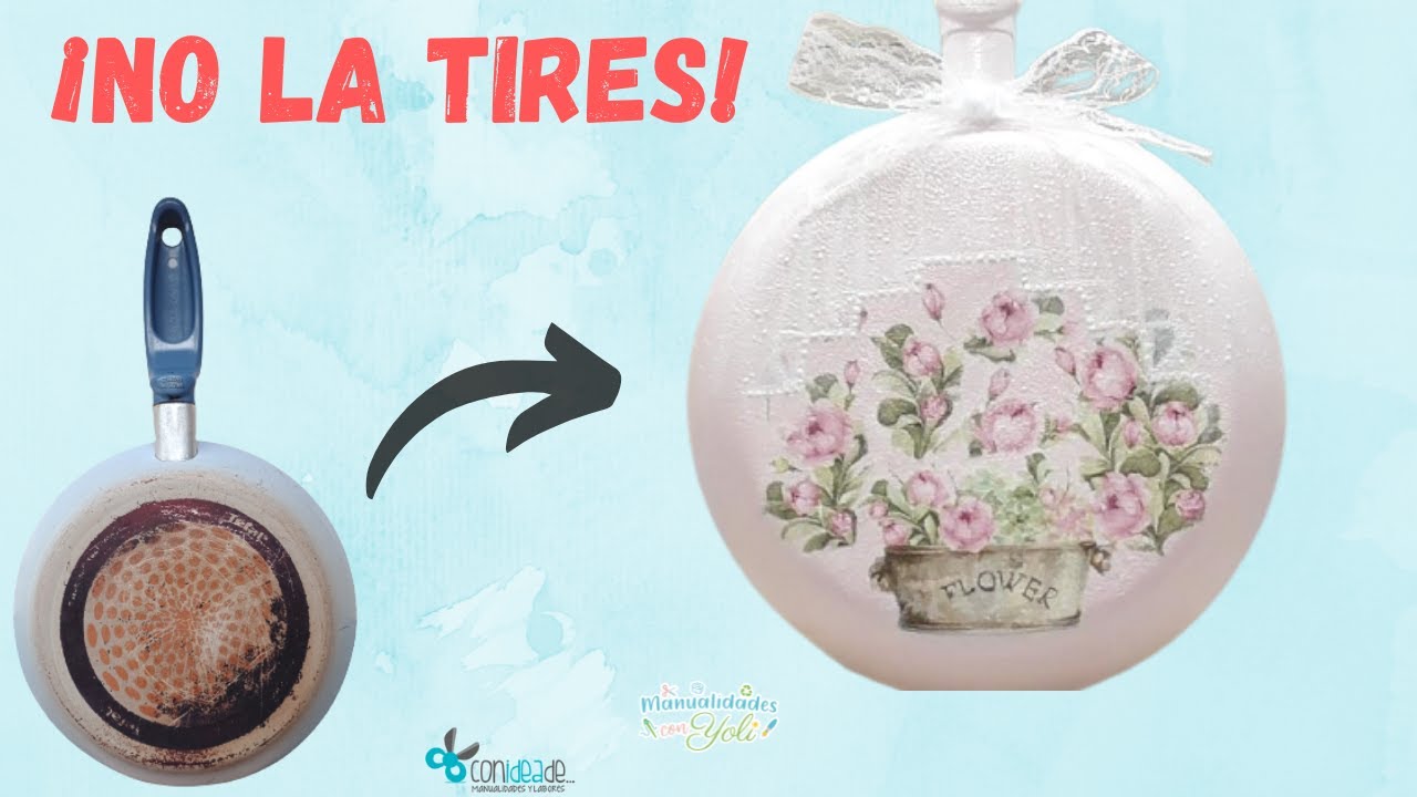 ПЕРЕРАБОТКА кастрюли с декупажем и фальшивой вуалью или занавеской