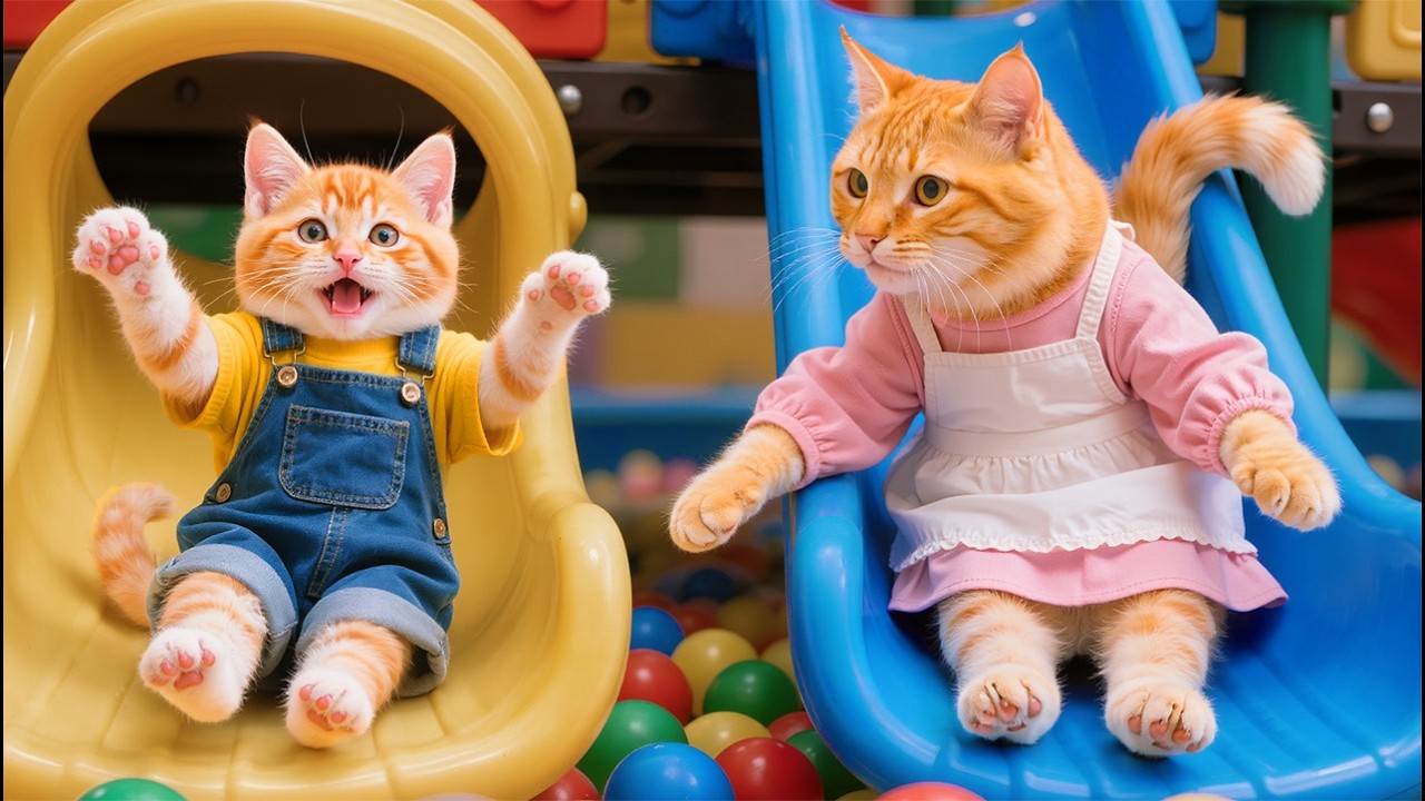 🐱🎠 Mama Cat Takes Her Kitten to the Playground—Sliding into Pure Joy! 💖✨