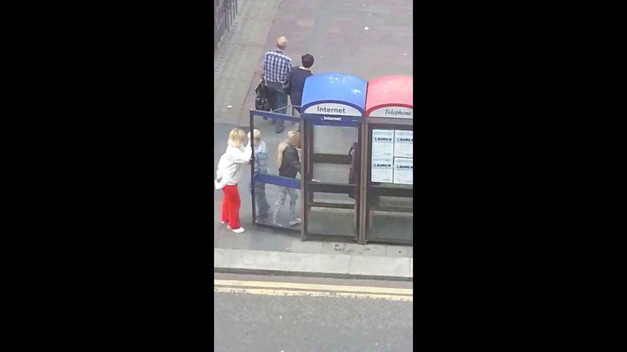 Junkie vs phone box Glasgow