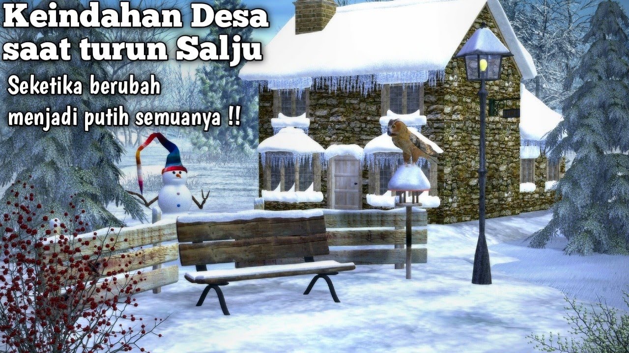 KEINDAHAN SUASANA DESA SAAT TURUN SALJU, SEMUANYA PUTIIIH