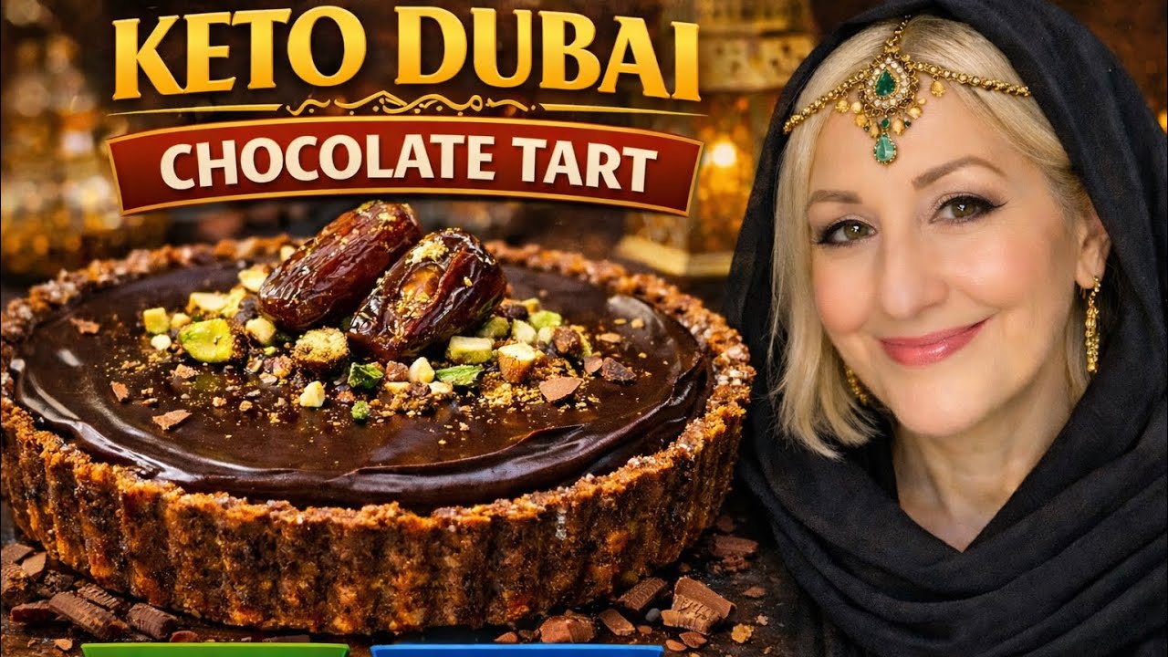 You don't have to travel to Dubai for a keto Dubai Chocolate Tart!