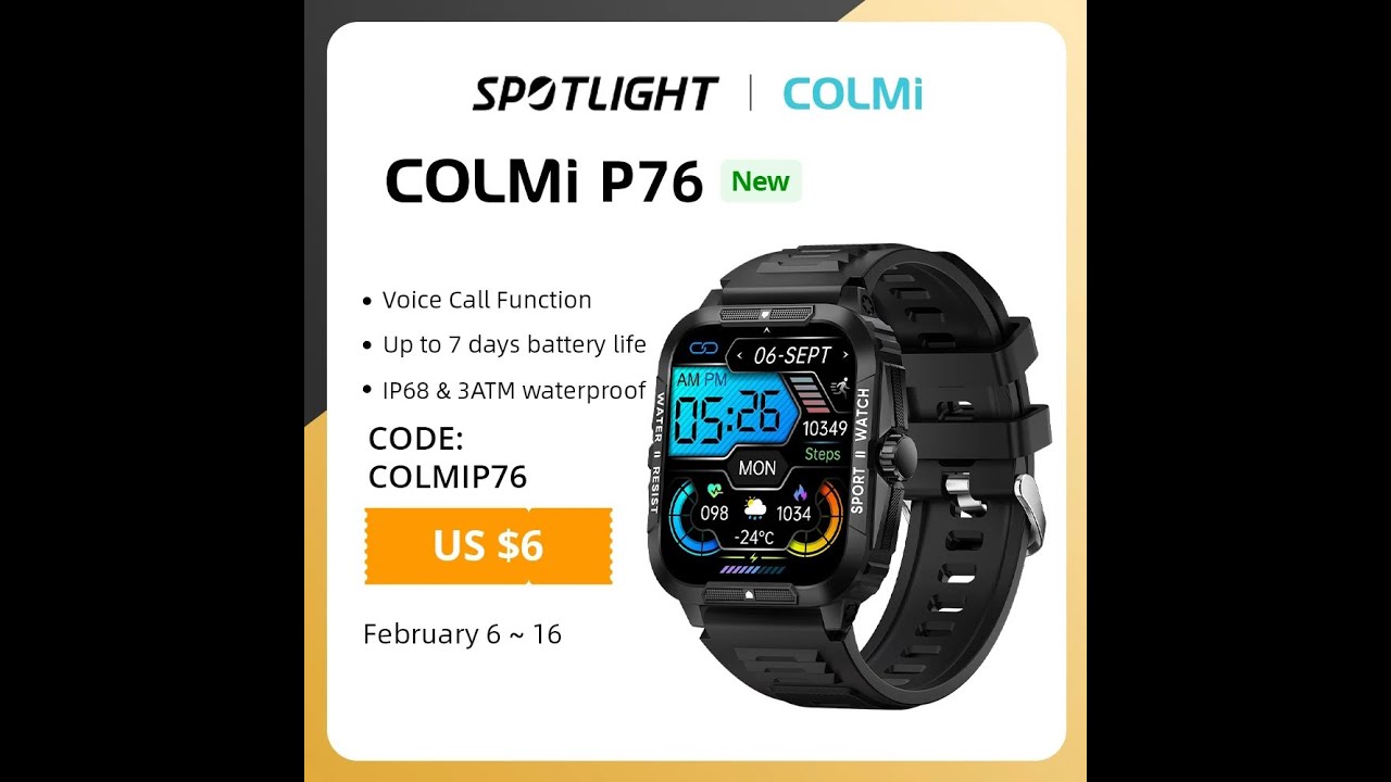 Новинка 2024г! Водонепроницаемые спортивные умные часы COLMI P76 1,96 дюйма IP68 - Распаковка