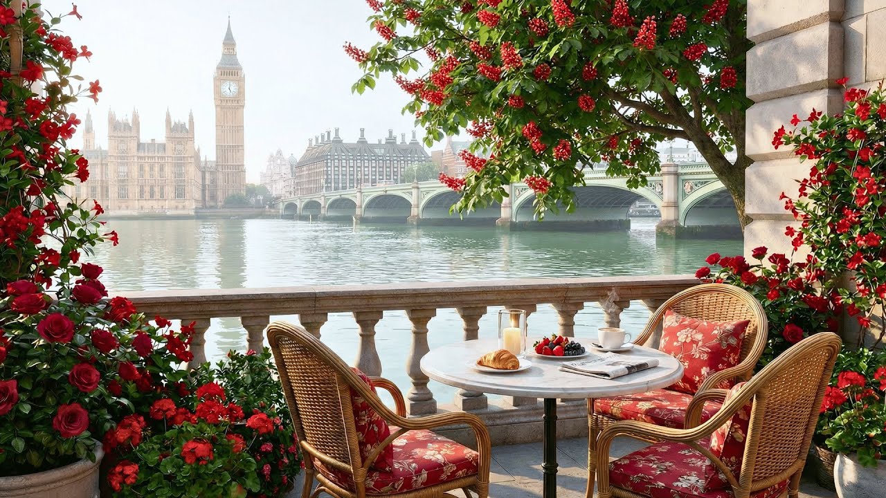 Morning Cafe Jazz London Riverside Ambience ☕ | Soft Jazz &  Smooth Bossa Nova for a Peaceful Day
