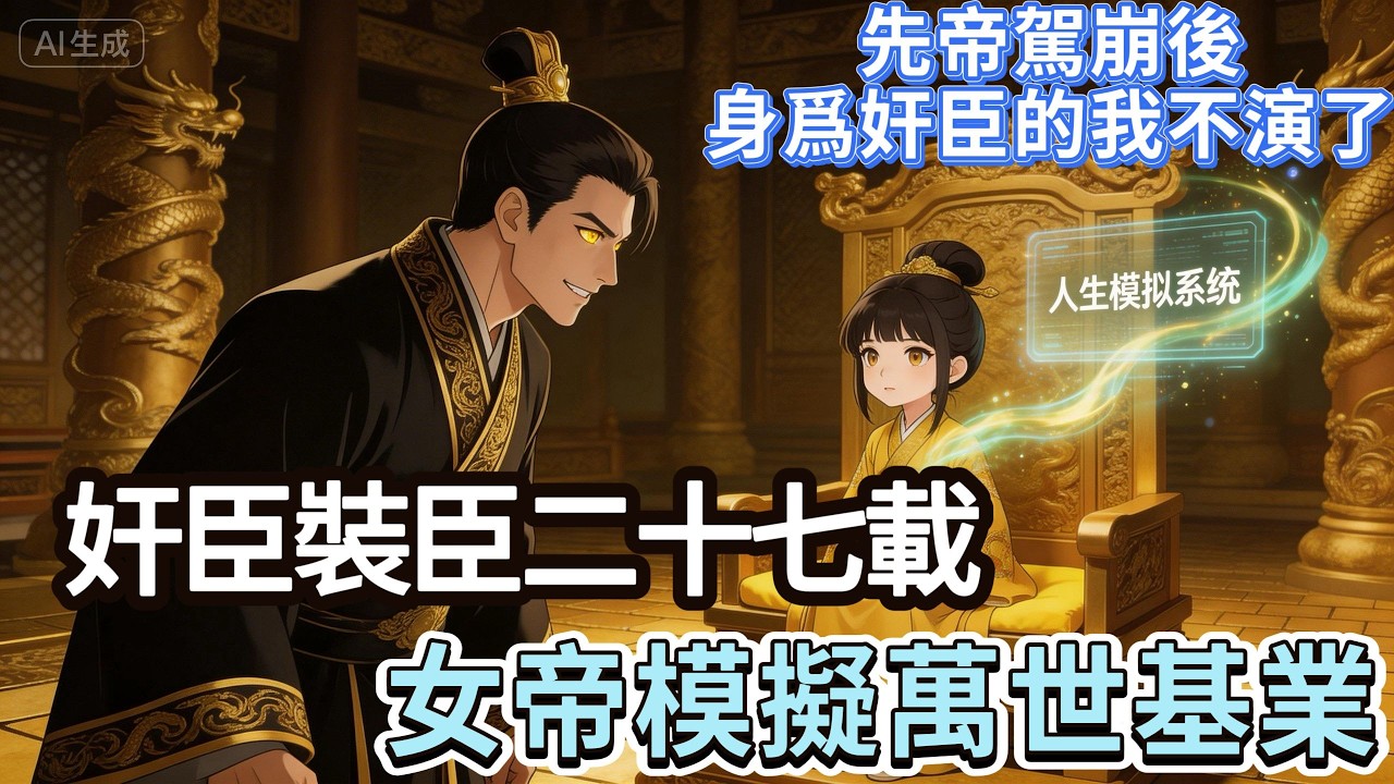 林北河穿越玄幻皇朝，覺醒天命奸臣系統，潛伏二十七年成為權傾朝野的宰相。武帝駕崩，小女帝登基，他終於不裝了。誰知女帝綁定人生模擬，早知他會帶領大周一統天下、建立仙朝，縱容他盡情享樂，滿朝文武直呼昏君！