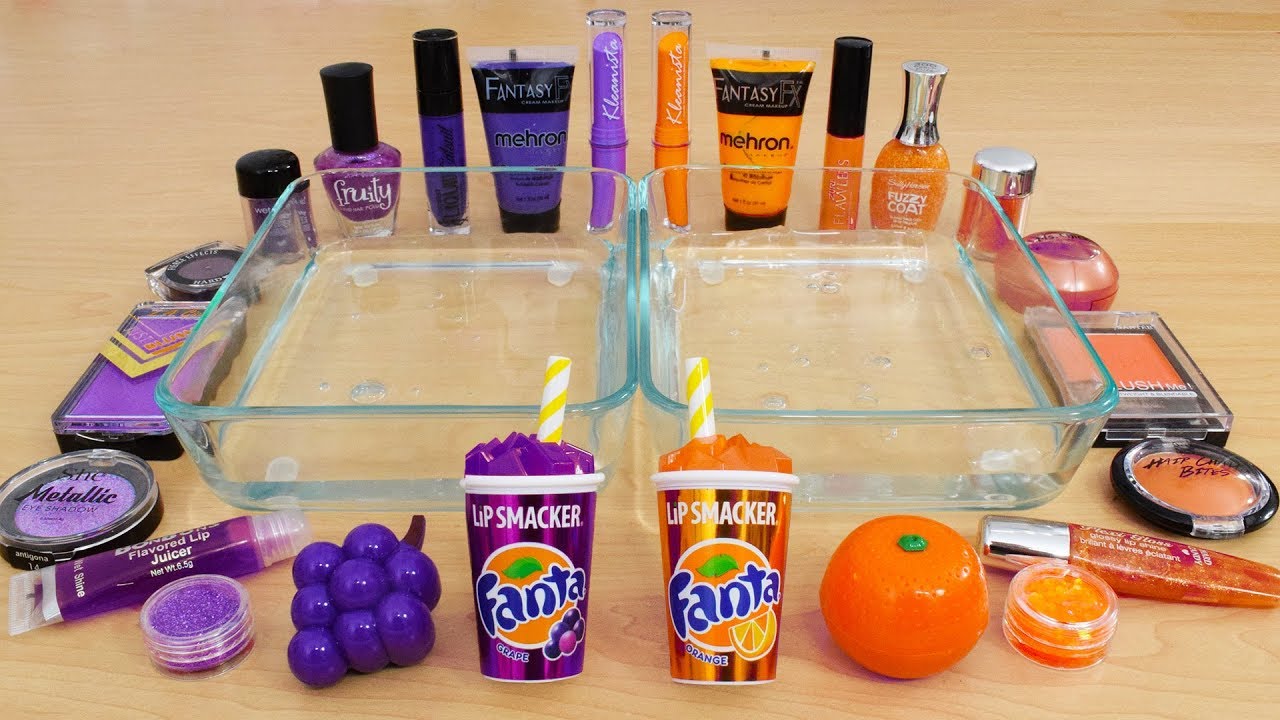 Grape vs Orange - Mixing Makeup Eyeshadow Into Slime Special Series 136 Satisfying Slime Video