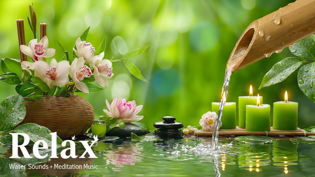 Soothing Spa Piano Music 🌿 Relaxing Sleep Music & Nature Sounds, Bamboo Water Fountain, Calm Music