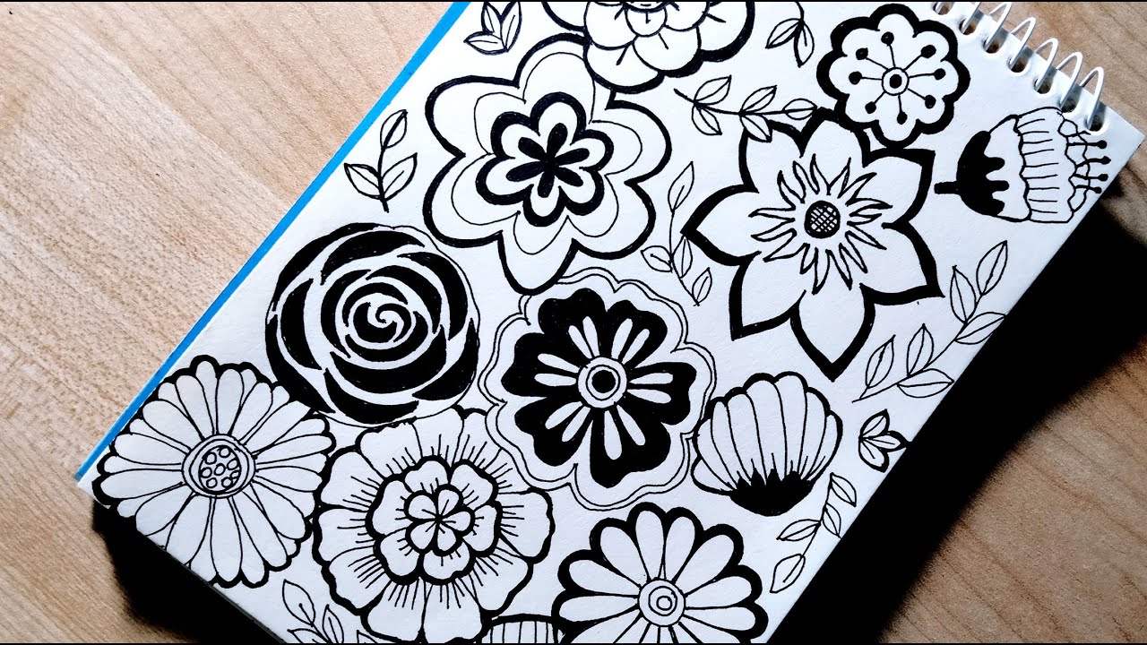 Flowers🌼🌸 Doodle Art🌷 Part-2 | Easy Flowers and Leaves drawing for Bullet Journal