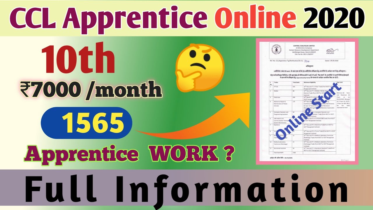 CCL Apprentice Online Form 2020 | Central Coalfield  Limited Kaise Bhare