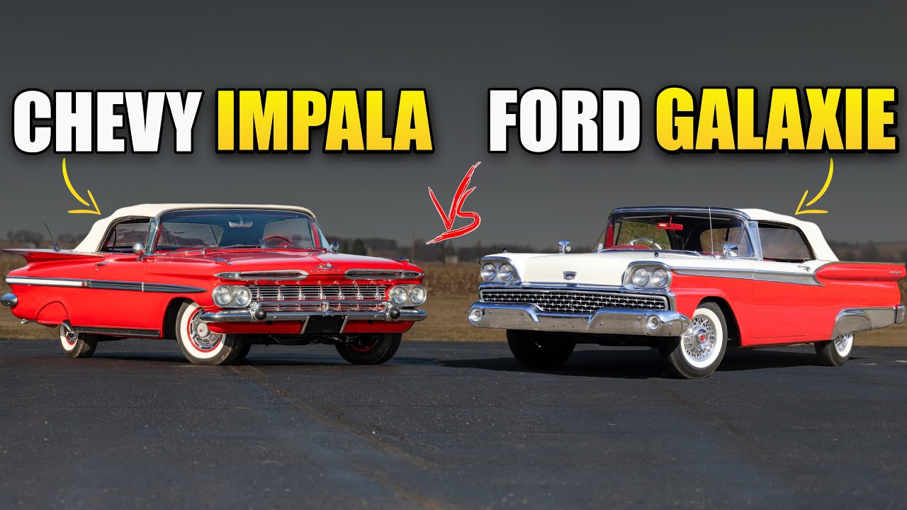 Chevrolet Impala 1959 года против Ford Galaxie 1959 года — кто был настоящим королём?