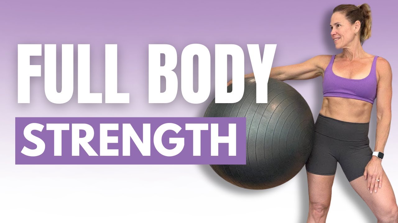 40 Min Full Body Strength Workout | Stability Ball & Dumbbells