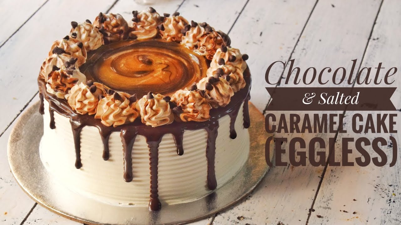 Chocolate & Salted Caramel Cake Recipe | Chocolate Sponge Recipe Without Milk, Curd, Condensed Milk