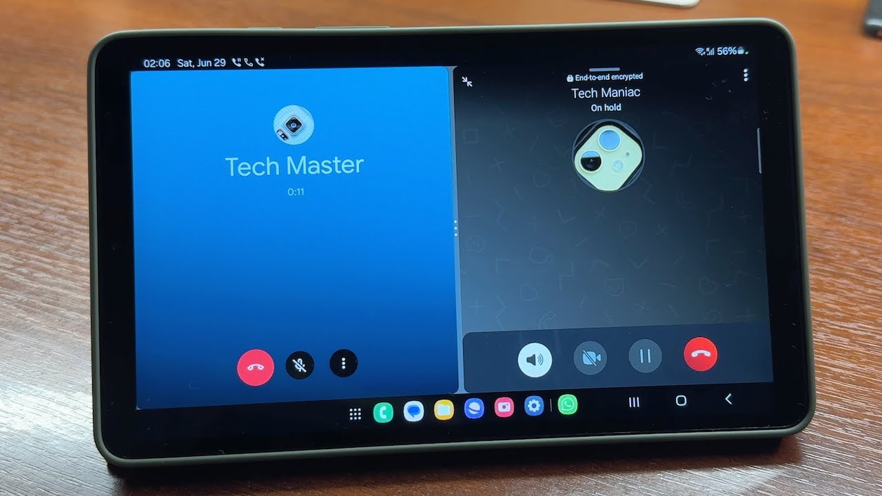 Samsung Tab A9 4G WhatsApp, Google Meet vs Viber Apps Split Screen Incoming Calls in Book Cover